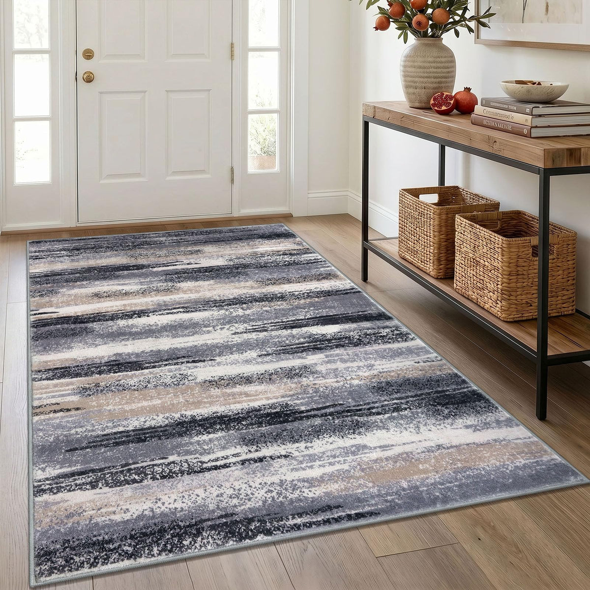 Lansny Abstract Washable 2x6 Runner Rug Non Slip Runners for Hallway