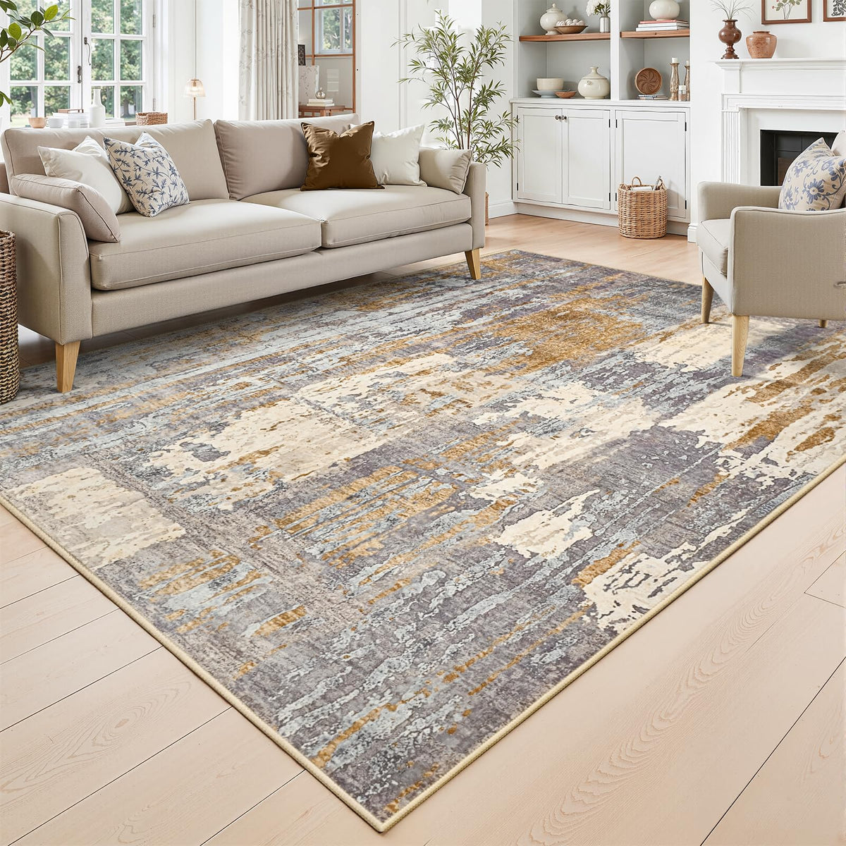 Toneed Washable 2x6 Non-Slip Runner Rug for Hallway Kitchen, Grey