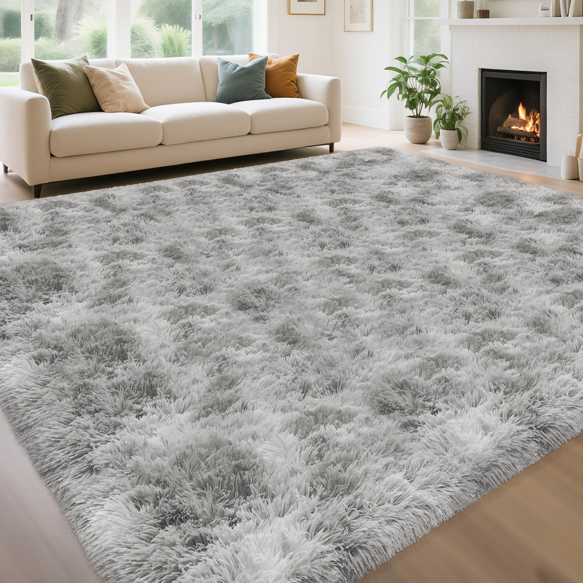 Soft Fluffy Beige Runner Rug for Bedroom, Bedside Long Rug Runner