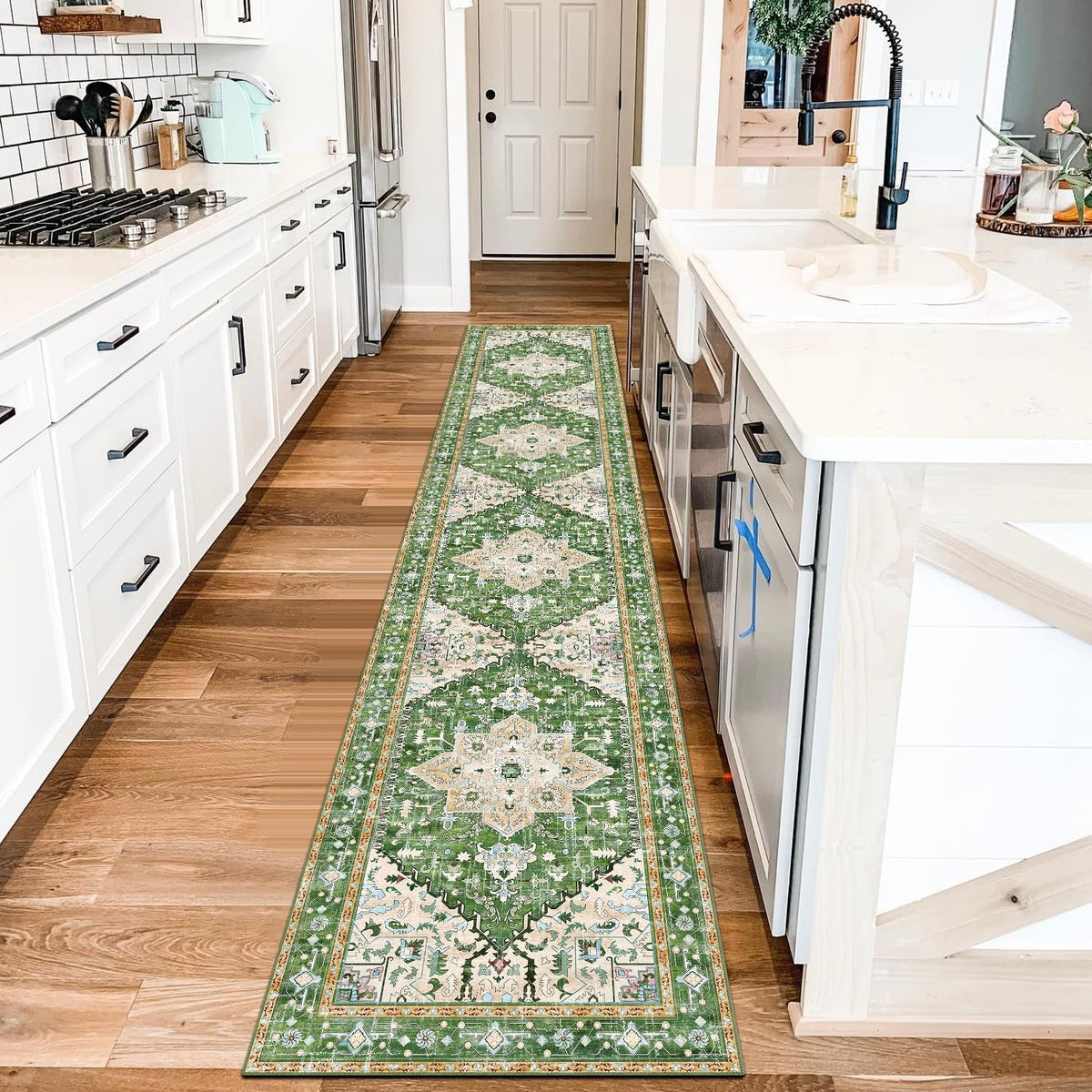 Yamaziot Washable Runner Rug, 2x8 Non-Slip Boho Vintage Hallway Kitchen Rug