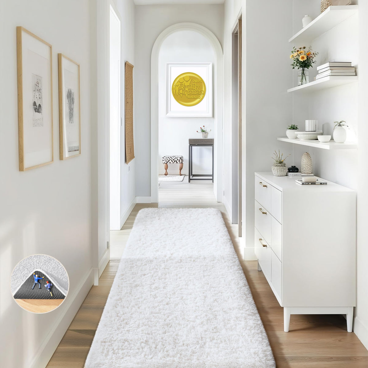 Ophanie 2x6 Washable Runner Rug for Hallway,Non-Slip Fluffy Soft Bedside Rugs, Bedroom Living Room Grey Shaggy Gray Carpet for Kids Girls Boys Dorm Nursery Home Decor Aesthetic