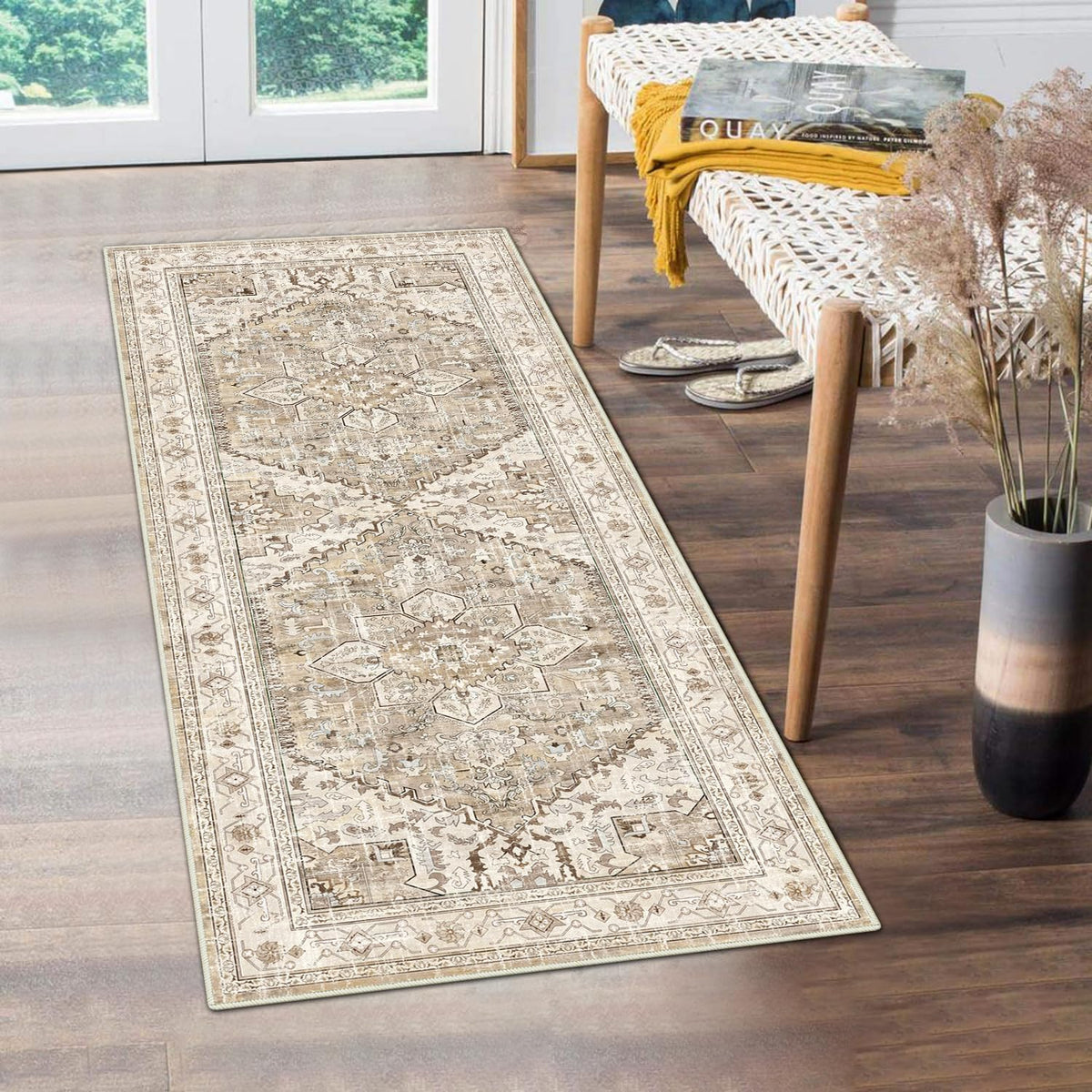 Yamaziot Washable Runner Rug, 2x8 Non-Slip Boho Vintage Hallway Kitchen Rug