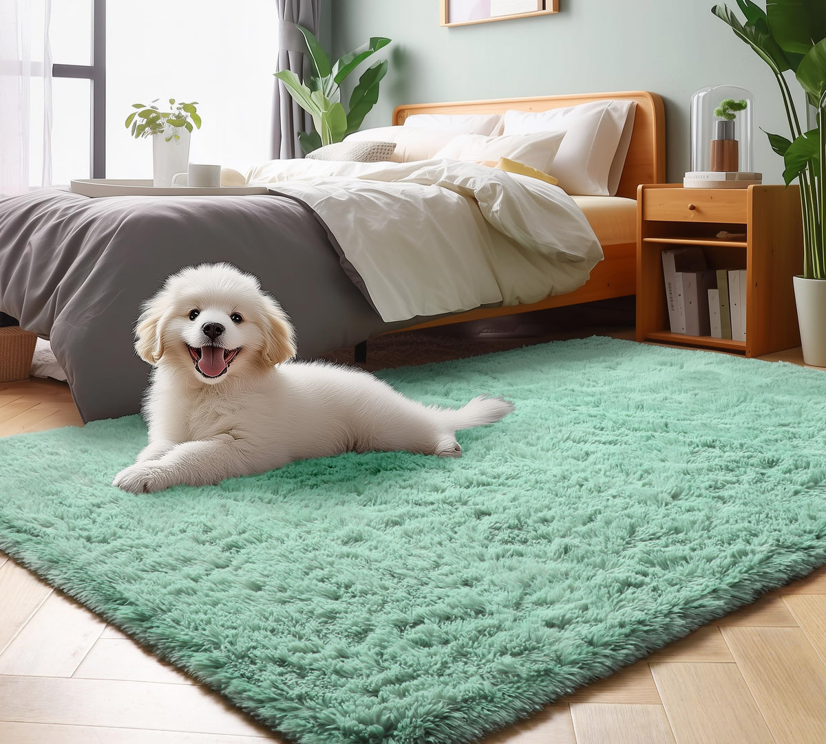 White Runner Rugs for Bedroom Living Room, Fluffy 2x6 Bedside Soft Area Rug