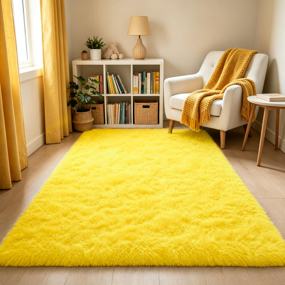 LOCHAS 2x3 Area Rugs Fluffy Living Room Carpets for Kids Bedroom, Brown