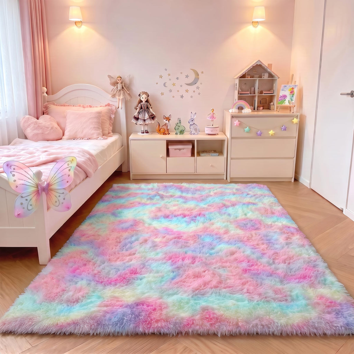 White Runner Rugs for Bedroom Living Room, Fluffy 2x6 Bedside Soft Area Rug
