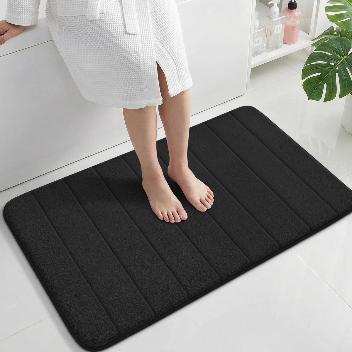 Yimobra Memory Foam Bath Mat, Super Soft & Absorbent Bathroom Rug, Grey