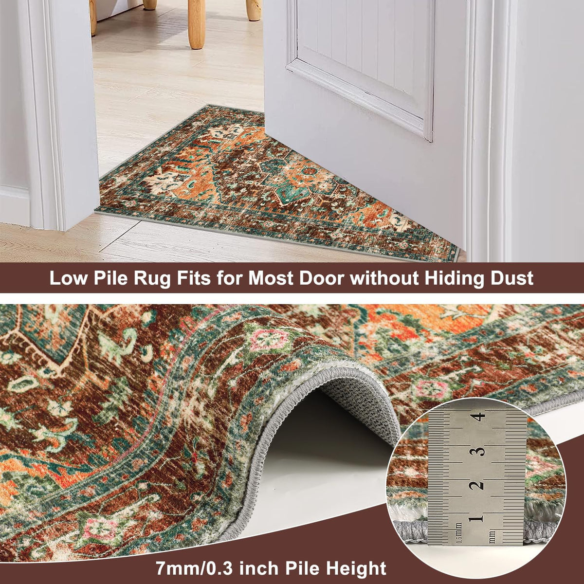 Yamaziot Washable Runner Rug, 2x8 Non-Slip Boho Vintage Hallway Kitchen Rug