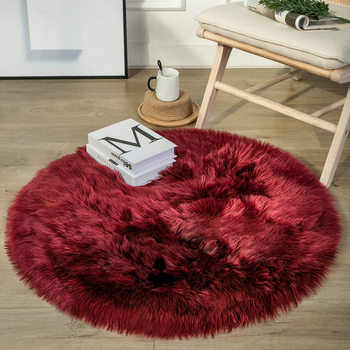 Ashler Faux Fur Rug, White, 2x3 Ft, Machine Washable