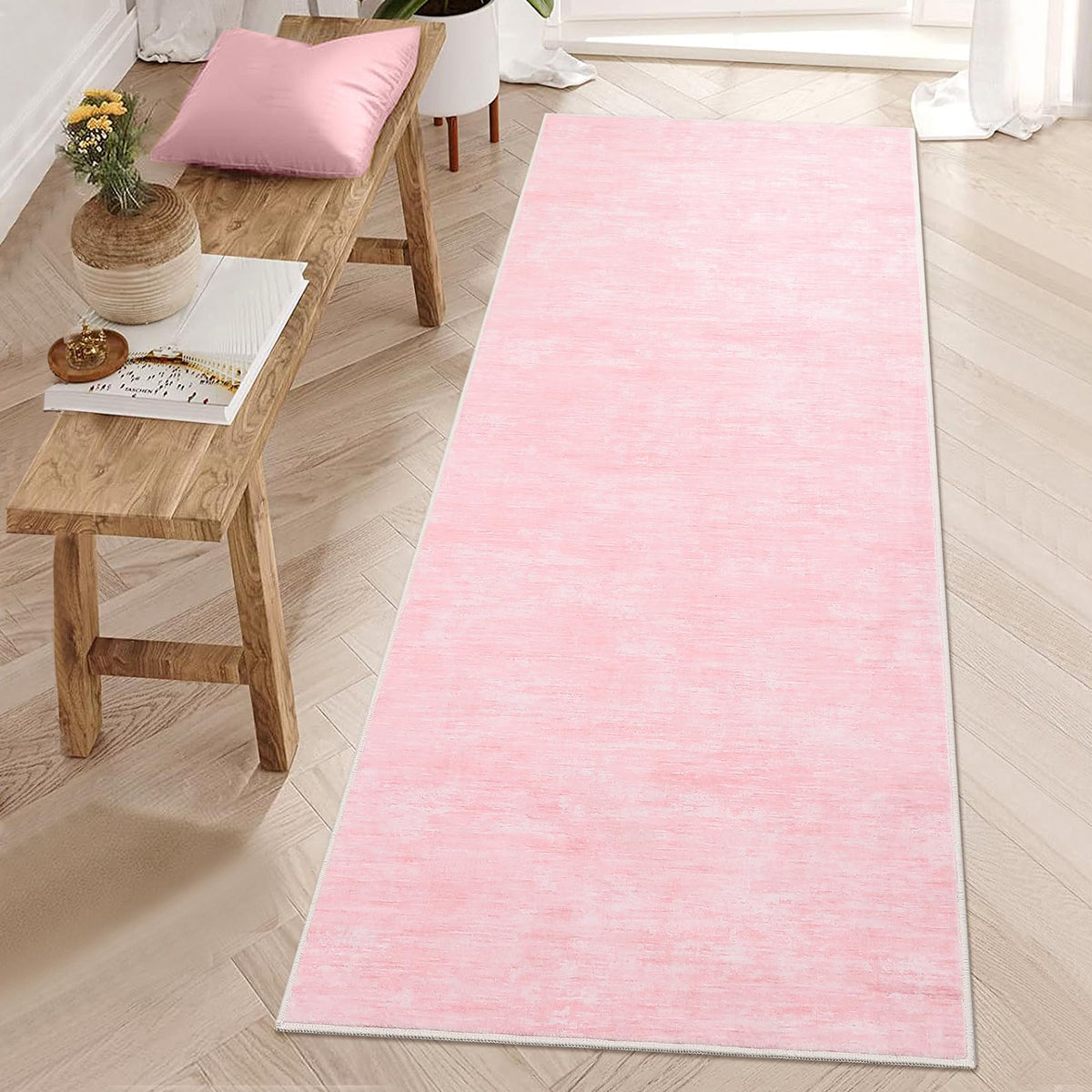 RUGSREAL Small Area Rug 2x3 Entryway Mat with Rubber Backing Stain Resistant Throw Carpet Modern Solid Color Bath Mat Contempowary Washable Rug for Living Room Bedroom Dining Room Kitchen, Beige 2x3