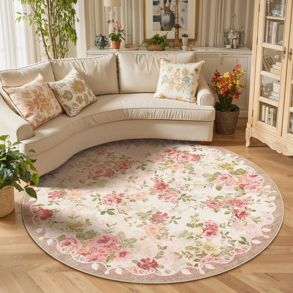 Lahome Floral Pink Bathroom Rug Runners for Hallways Non Slip 2x6