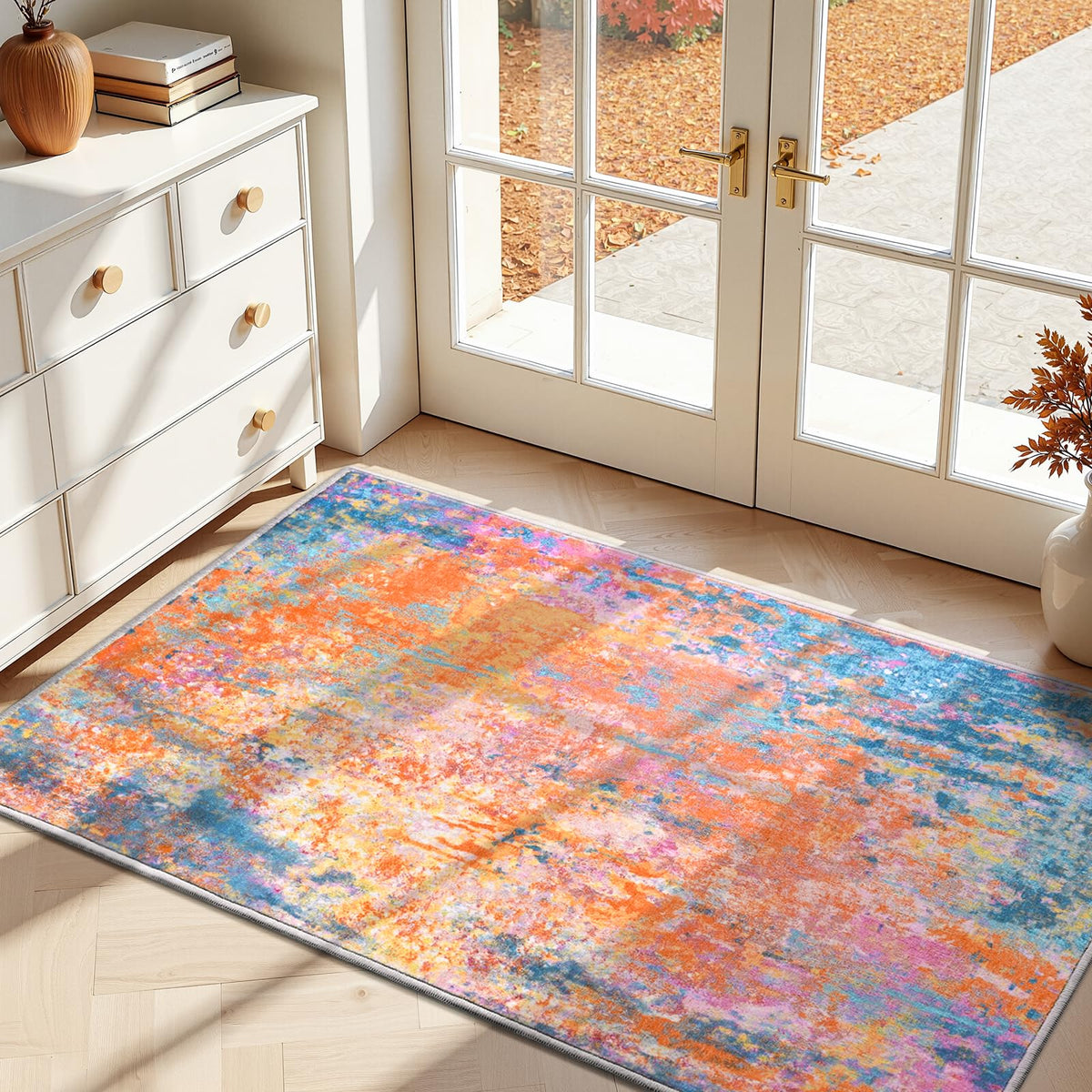 Ompaa 2x6 Rug Runners for Hallways Kitchen Runner Rug Non Slip Washable Grey Long Runner Rugs with Rubber Backing Soft Abstract Carpet Runner for Hallways, Kitchen, Bedroom, Bathroom, Entryway