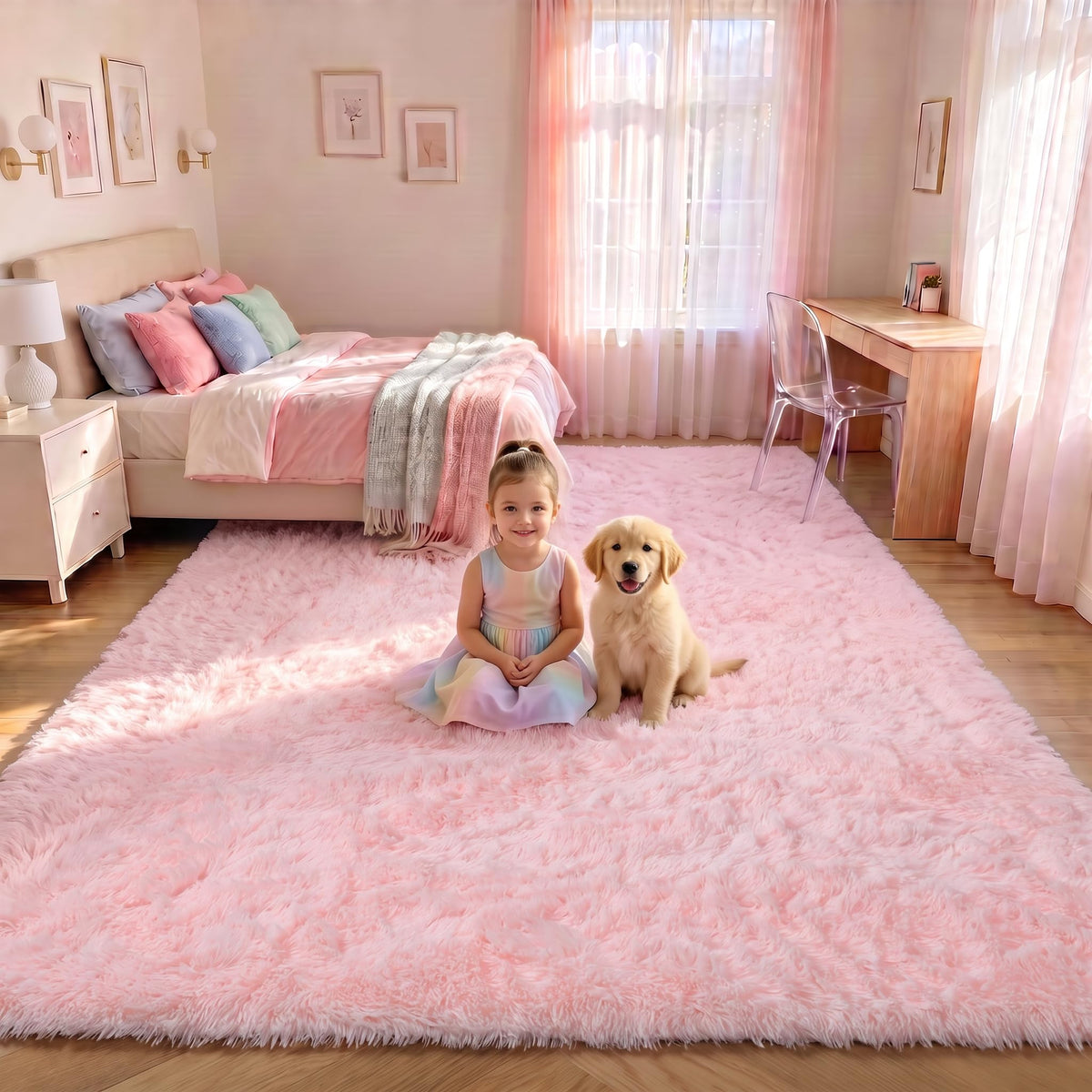 White Runner Rugs for Bedroom Living Room, Fluffy 2x6 Bedside Soft Area Rug