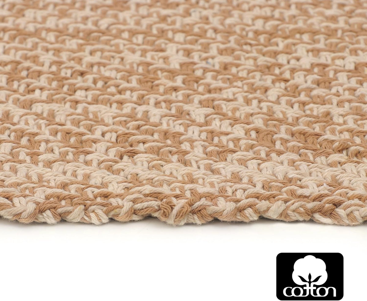 COTTON CRAFT Woven Area Rug - 2 Pack Entryway Mat with Fringe - Tan Natural