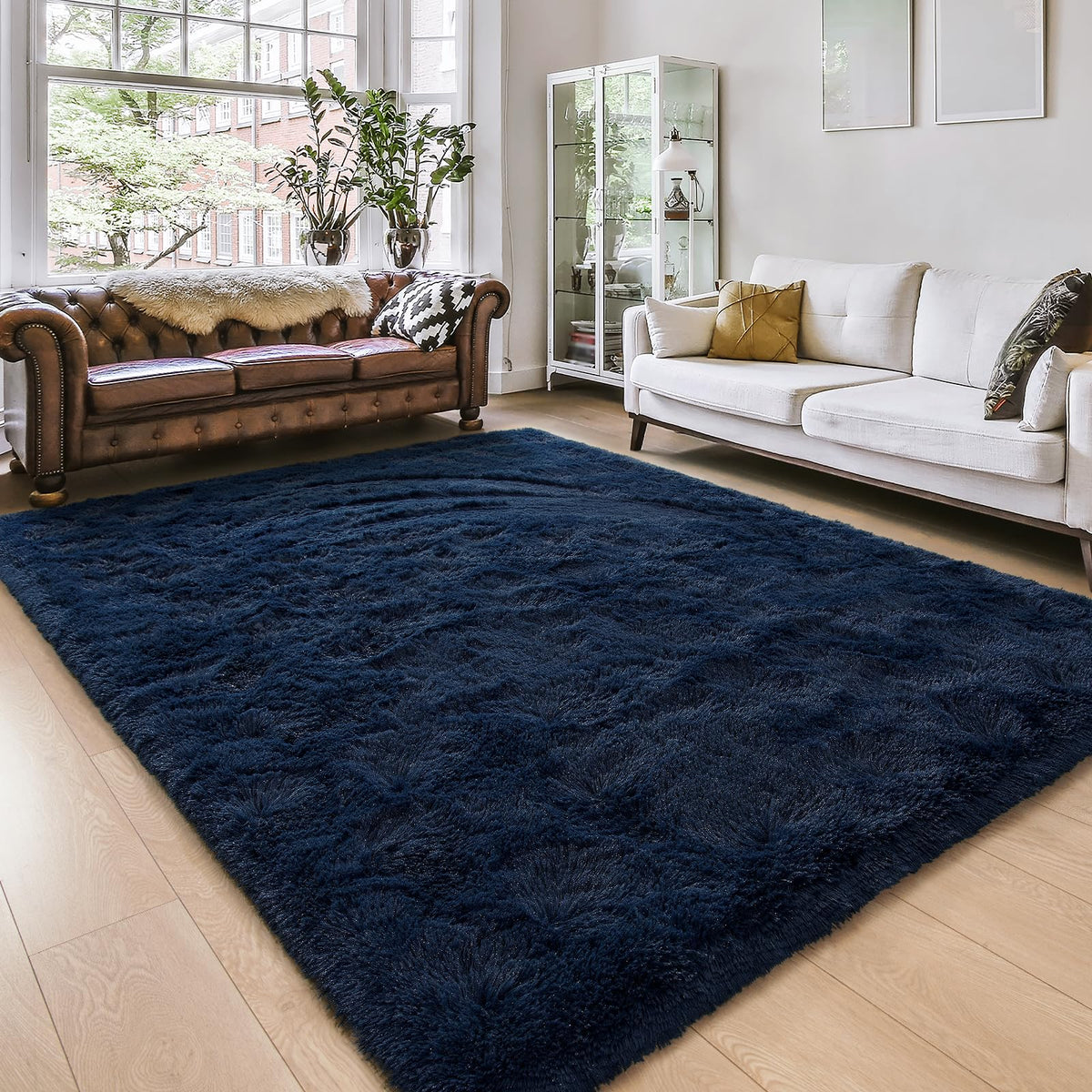 Amearea Shag Fluffy Small Rug, 2x4 Throw Rugs for Bedroom Girls, Black