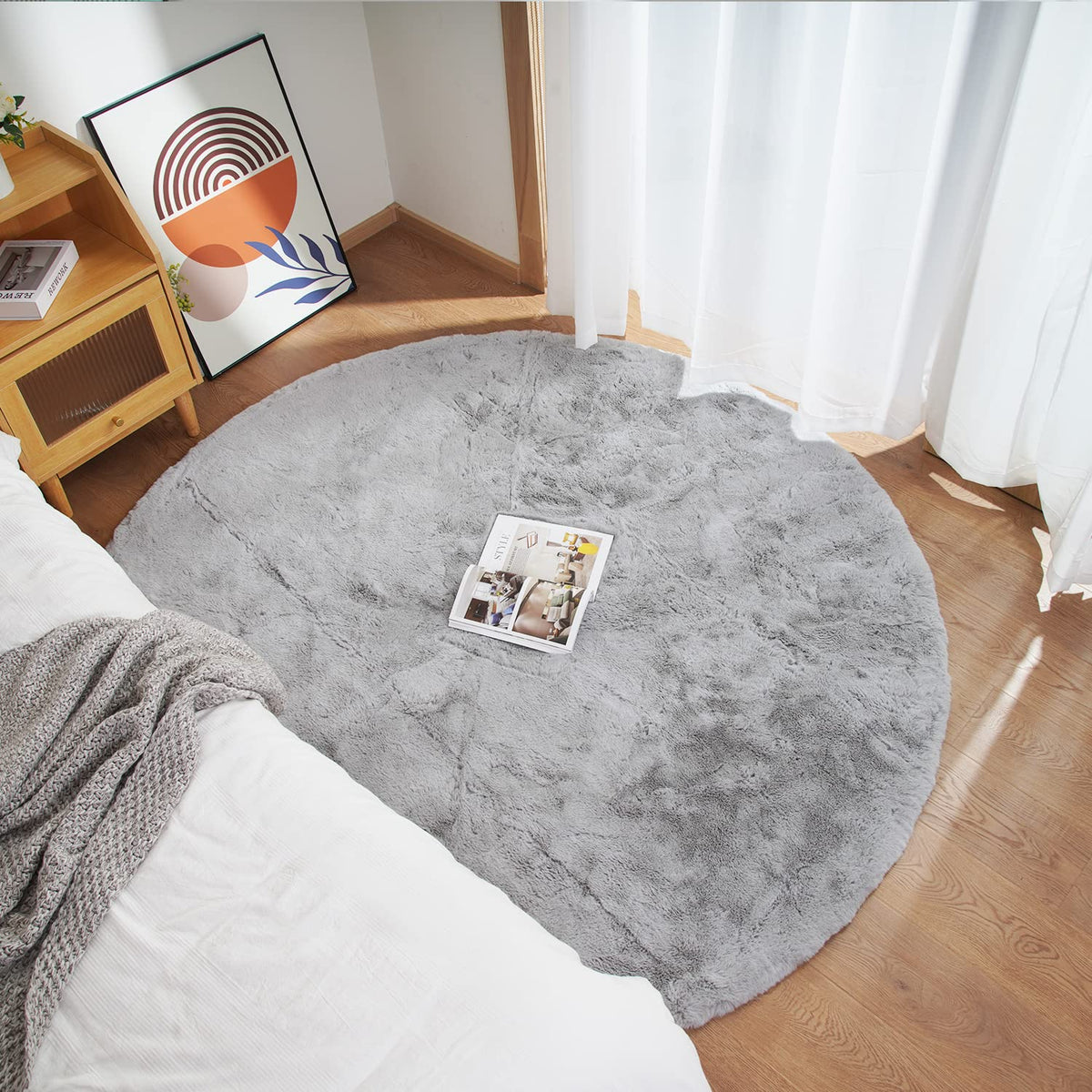 Ghouse Soft Faux Sheepskin Fur Rug 2x4 Black Fluffy Bedside Rugs Plush Rug Shag Nursery Carpet Area Rugs for Living Room Bedroom Playing Room Decor