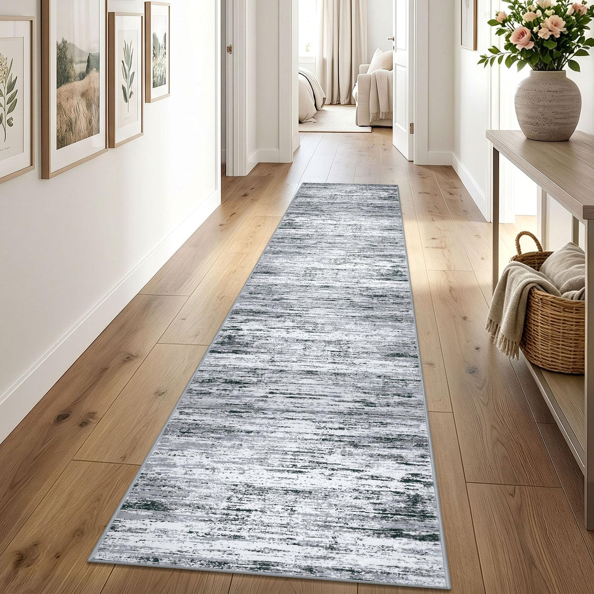 Lansny Abstract Washable 2x6 Runner Rug Non Slip Runners for Hallway