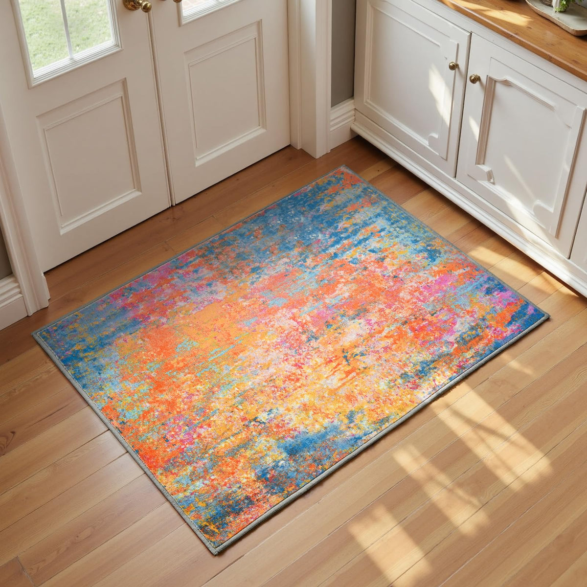 Ompaa 2x6 Rug Runners for Hallways Kitchen Runner Rug Non Slip Washable Grey Long Runner Rugs with Rubber Backing Soft Abstract Carpet Runner for Hallways, Kitchen, Bedroom, Bathroom, Entryway