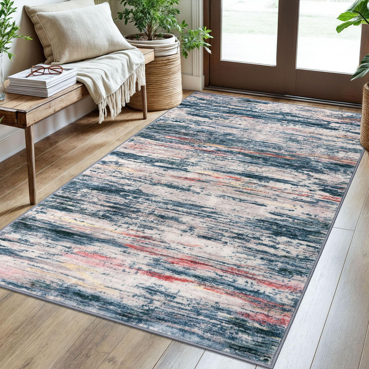 SIILOOM 3x5 Washable Area Rug Non Slip Door Mat Indoor for Entryway Bedside