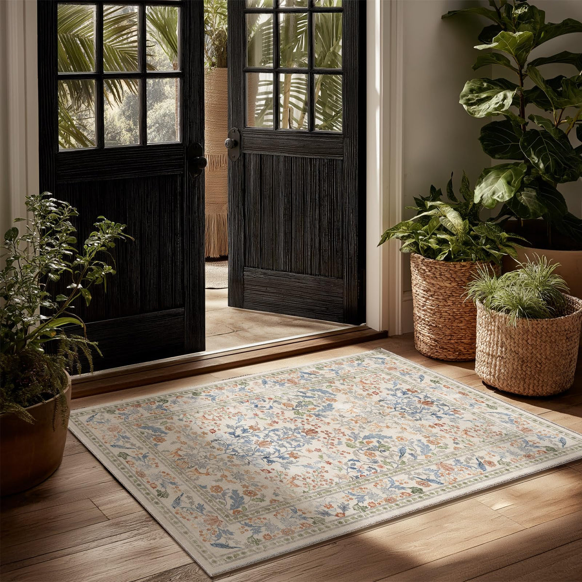 Machine Washable Small Rugs for Entryway: Door Mat Indoor Entrance 2x3 Throw Rug Non-Slip Low Pile Soft Kitchen Rugs for Front Door Indoor Entrance Entry Bedside Kids Room