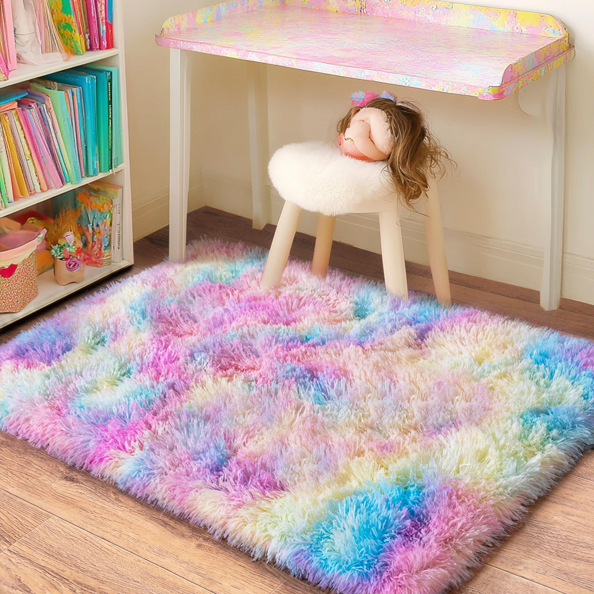 Small Black Area Rug, 2x3 Rug for Bedroom Shaggy Throw Rugs for Dorm Rug, Soft Shag Carpet for Kids Room, Plush Comfy Fluffy Bedside Rug for Home Decor Aesthetic