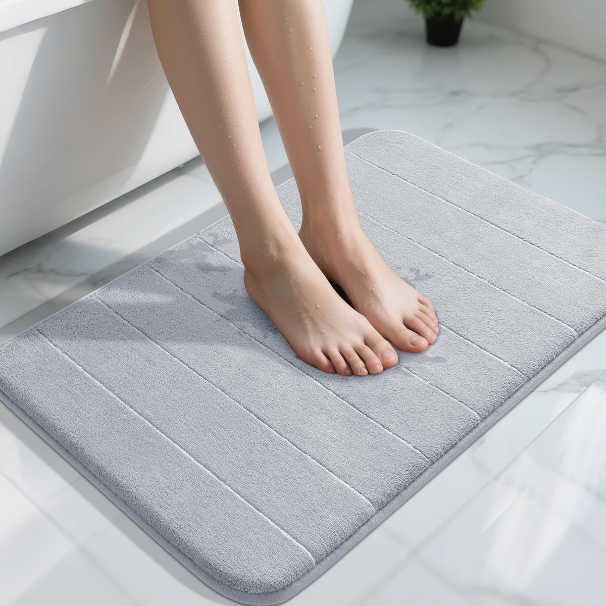 Yimobra Memory Foam Bath Mat, Super Soft & Absorbent Bathroom Rug, Grey