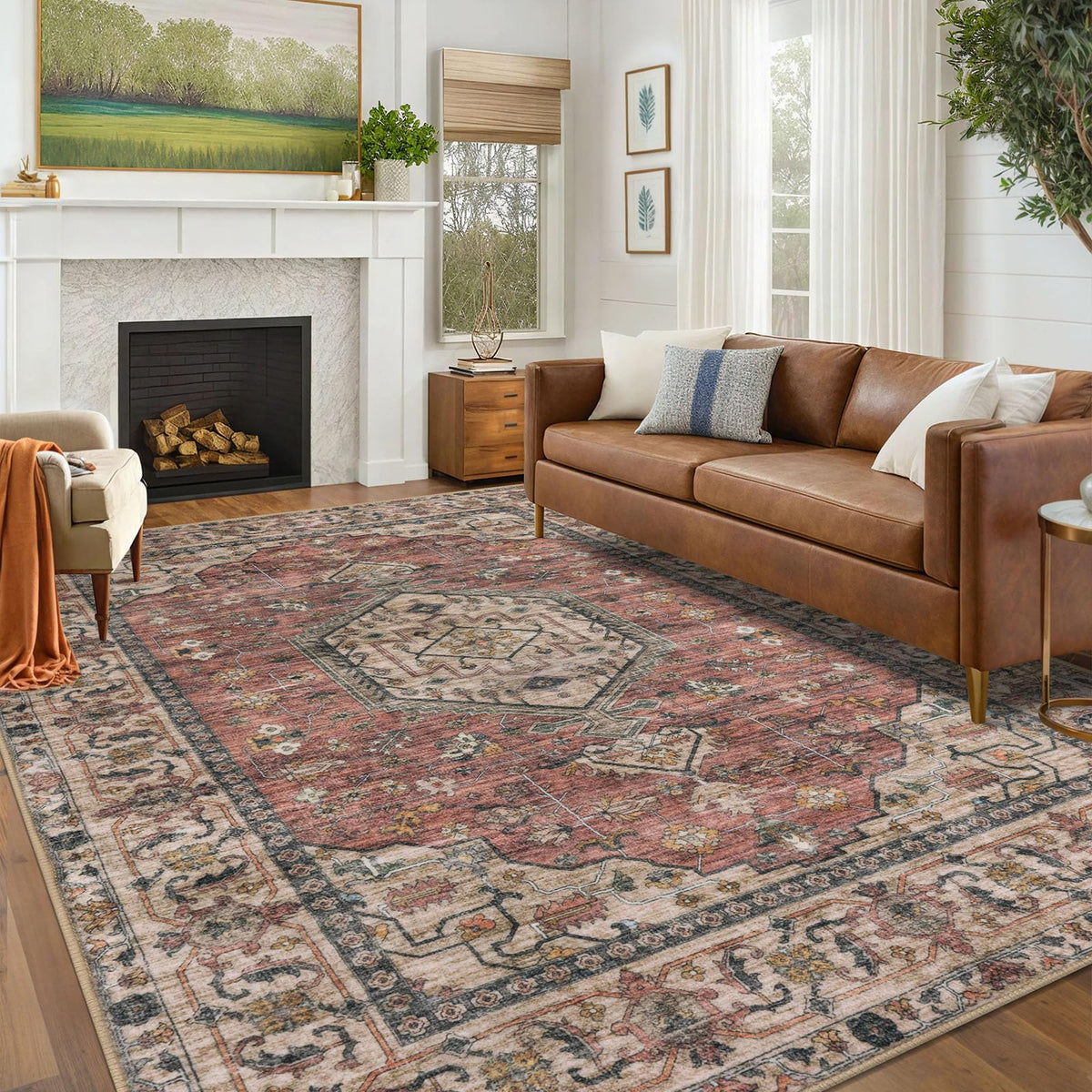 KUTA Entryway Rugs Indoor Washable Small Area Rug 2x3 Blue Entrance Carpet