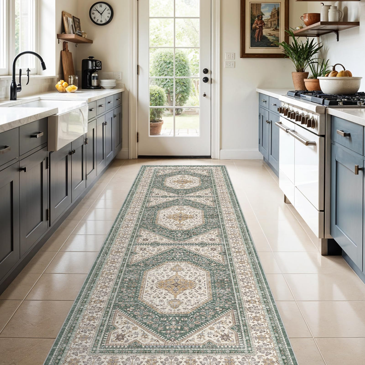 2x3 Washable Entryway Area Rug - Non-Slip Boho Throw Rugs Beige Gray