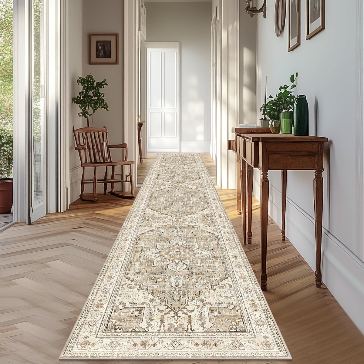 Yamaziot Washable Runner Rug, 2x8 Non-Slip Boho Vintage Hallway Kitchen Rug