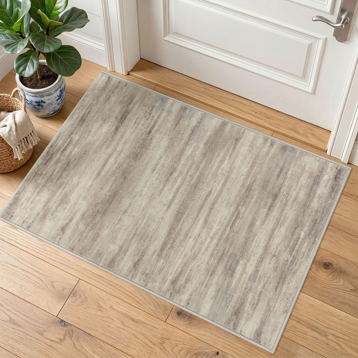 KOZYFLY Abstract Rugs for Entryway 2x3 Washable Small Area Rug Grey-Blue