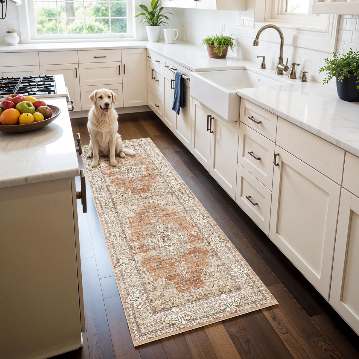 2x3 Washable Entryway Area Rug - Non-Slip Boho Throw Rugs Beige Gray
