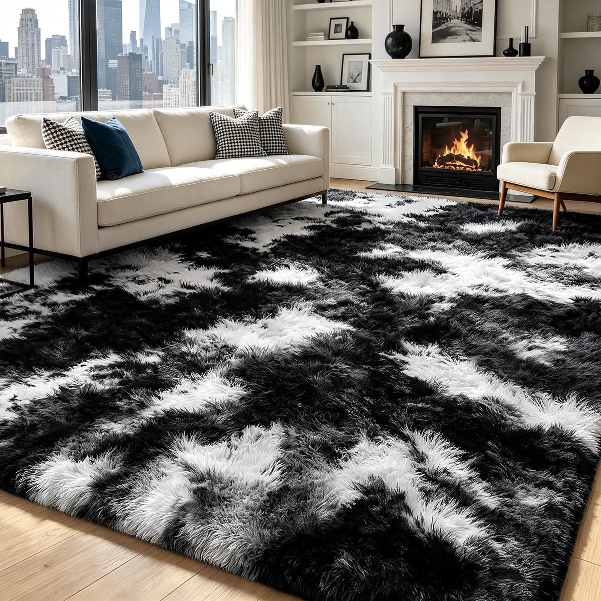Beige 2x4 Area Rugs for Bedroom, Fluffy Shag Rug Small Rug Bedside Carpet