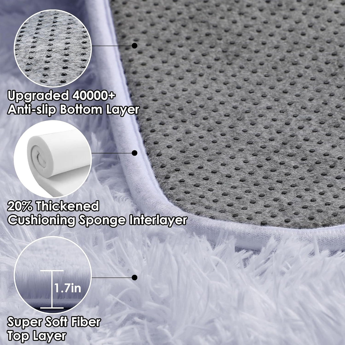 White Runner Rugs for Bedroom Living Room, Fluffy 2x6 Bedside Soft Area Rug