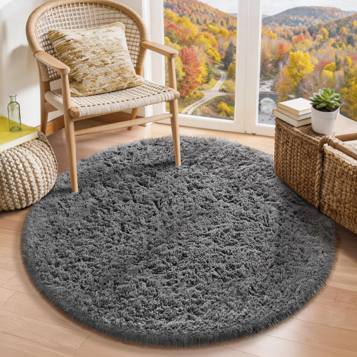 Ophanie 2x6 Washable Runner Rug for Hallway,Non-Slip Fluffy Soft Bedside Rugs, Bedroom Living Room Grey Shaggy Gray Carpet for Kids Girls Boys Dorm Nursery Home Decor Aesthetic