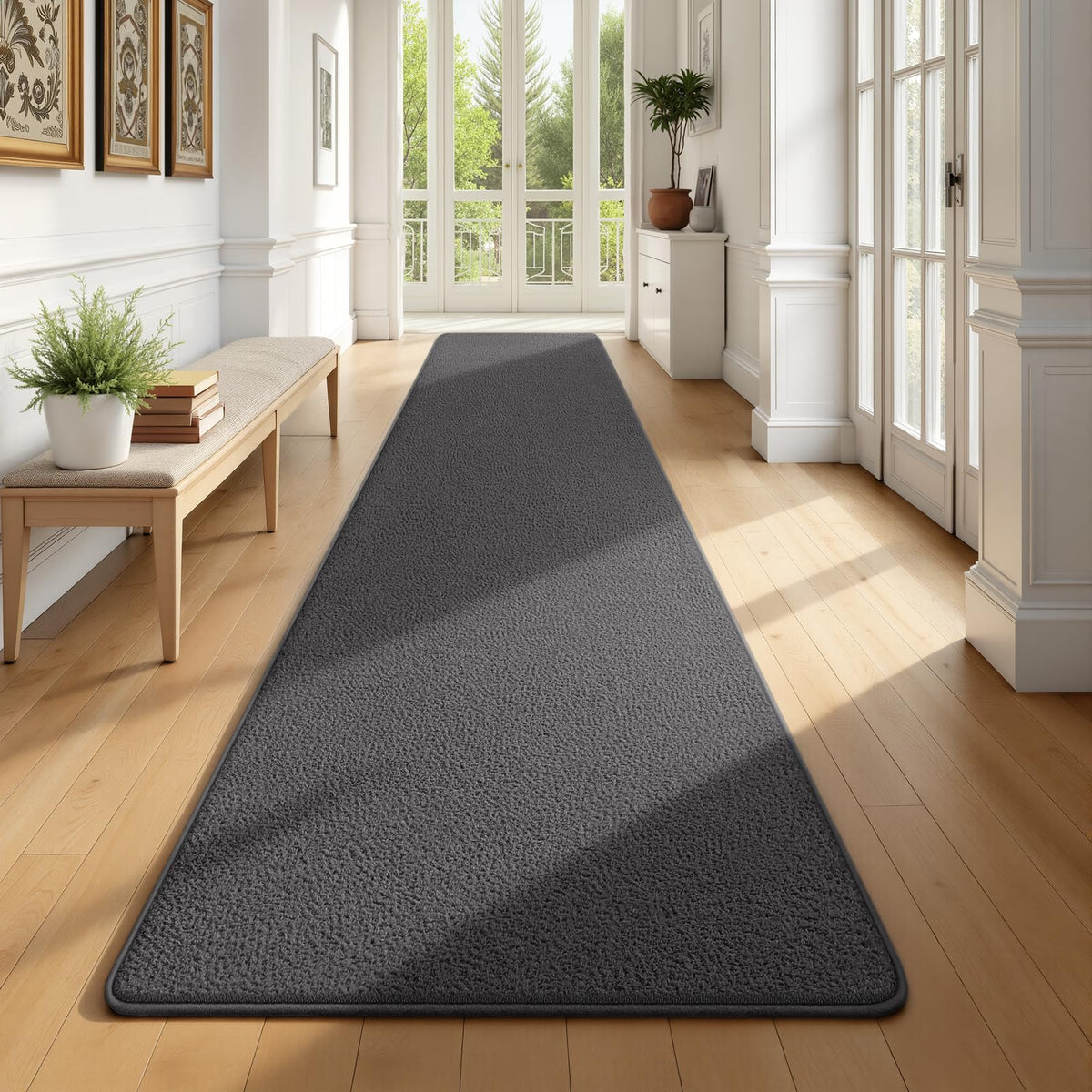 Modern Hallway Runner Rug, 2x6 Black Washable Non Slip Runner Rug