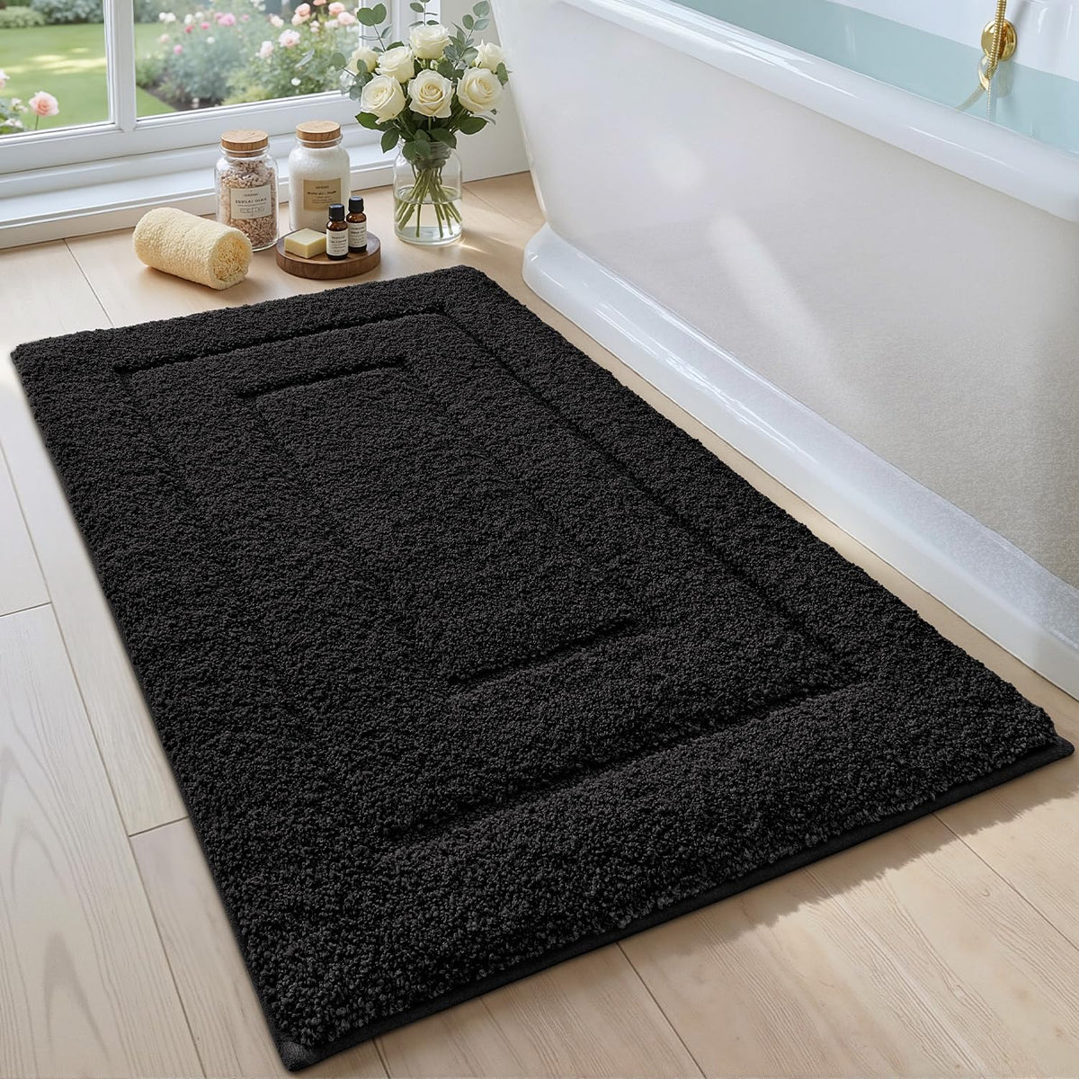 DEXI Bathroom Rugs 36x24, Non-Slip Bath Mat Soft Absorbent, Beige