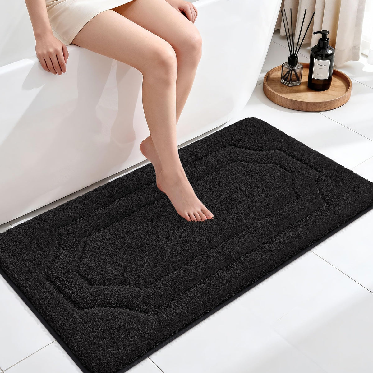 BEQHAUSE Bathroom Rugs Non Slip Bath Mat Soft Absorbent, 24"x36", Green