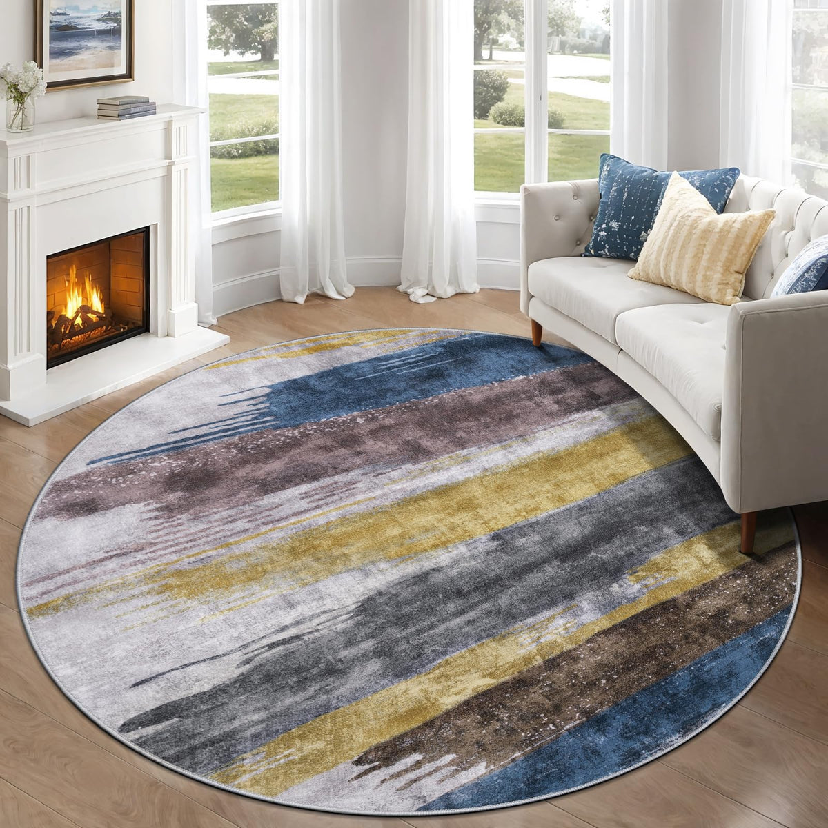 Ciicool Washable Area Rug 2x3 Entryway Rug, Modern Abstract Entry Mat Navy