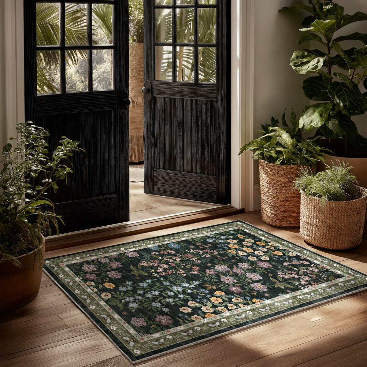 Machine Washable Small Rugs for Entryway: Door Mat Indoor Entrance 2x3 Throw Rug Non-Slip Low Pile Soft Kitchen Rugs for Front Door Indoor Entrance Entry Bedside Kids Room