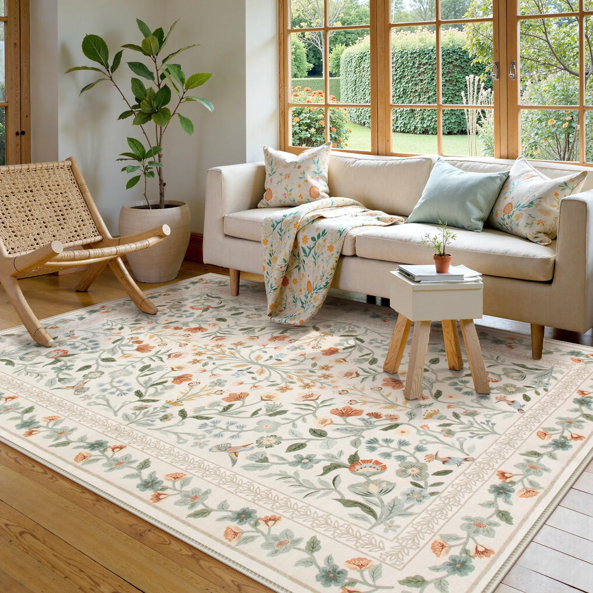 Lahome Floral Pink Bathroom Rug Runners for Hallways Non Slip 2x6