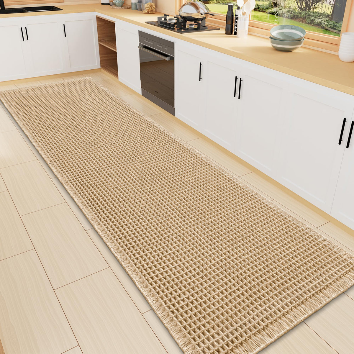 Smiry Waffle Bath Mat 30X20, Extra Soft Absorbent Bathroom Rugs, Brown
