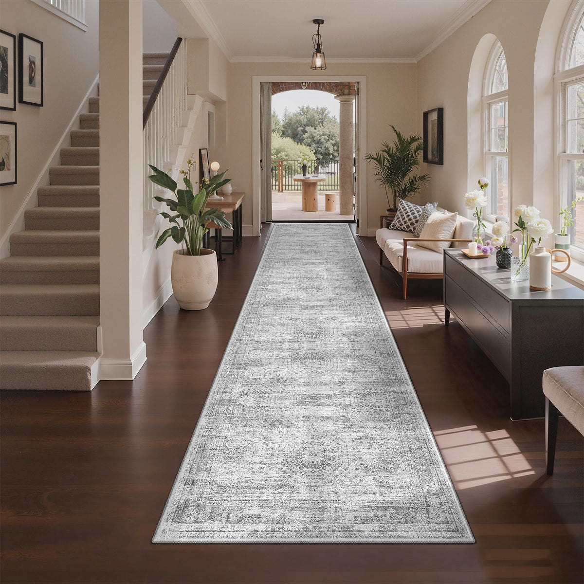 2x8 Runner Rug Non Slip,Washable Hallway Runner Rug,Beige
