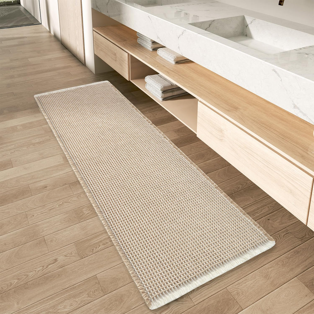 Upgraded Waffle Bath Mat Ultra Absorbent Non Slip Bathroom Mat, 17" x 24"