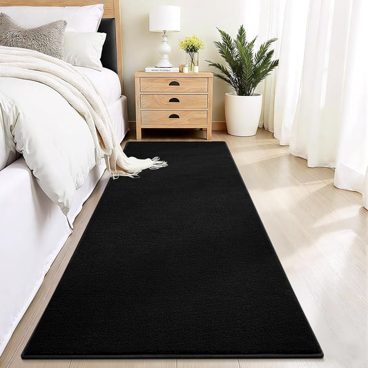 Vasofe Black Hallway Runner Rug, 2x6 Non Slip Runners, Washable Bedroom Rug