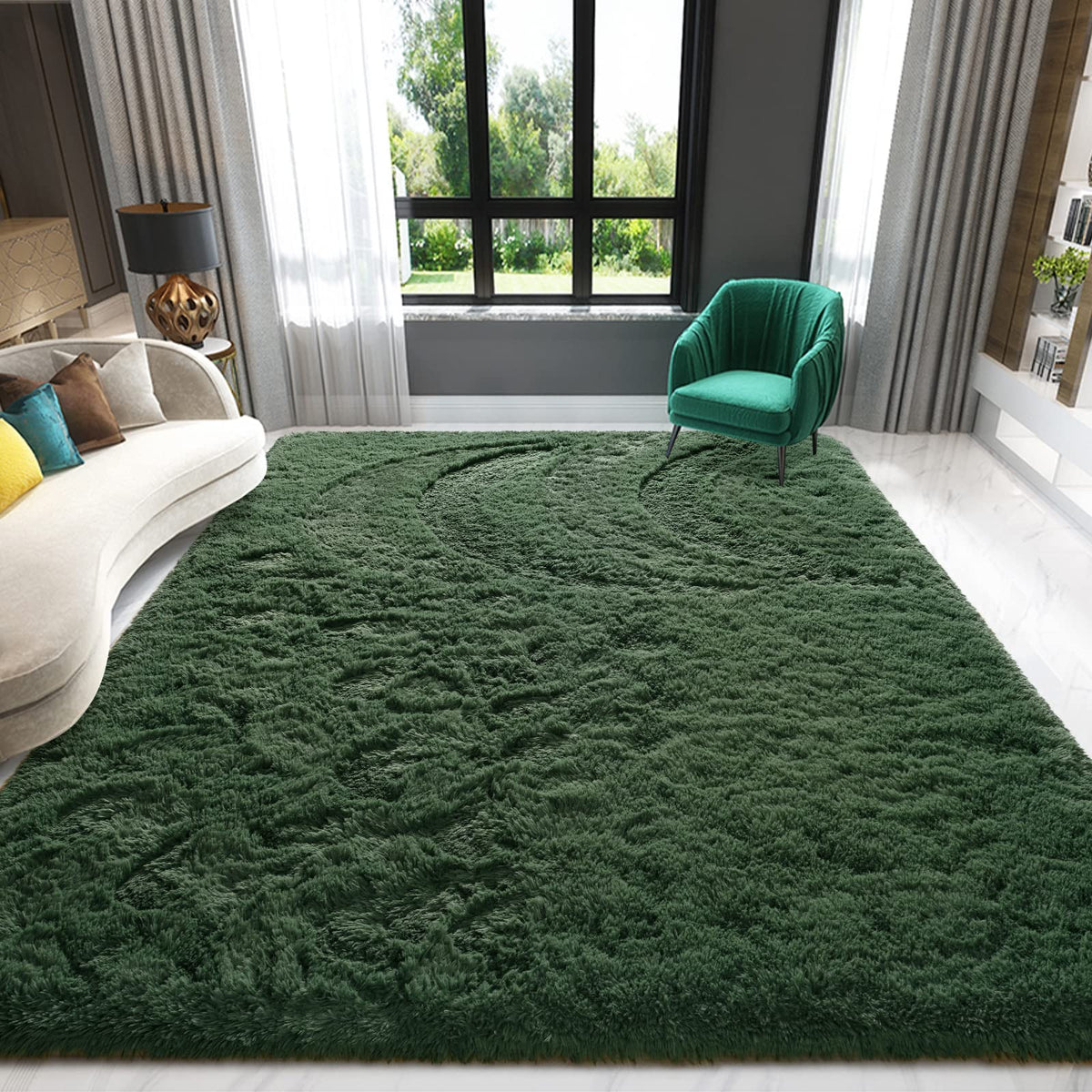 Sage Green Runner Area Rugs for Bedroom Living Room, 2x6 Feet Fluffy Bedside Rugs, Soft Shaggy Carpet Rug for Kids Room Nursery, Furry Rugs for Girls Boys Dorm Room Home Decor