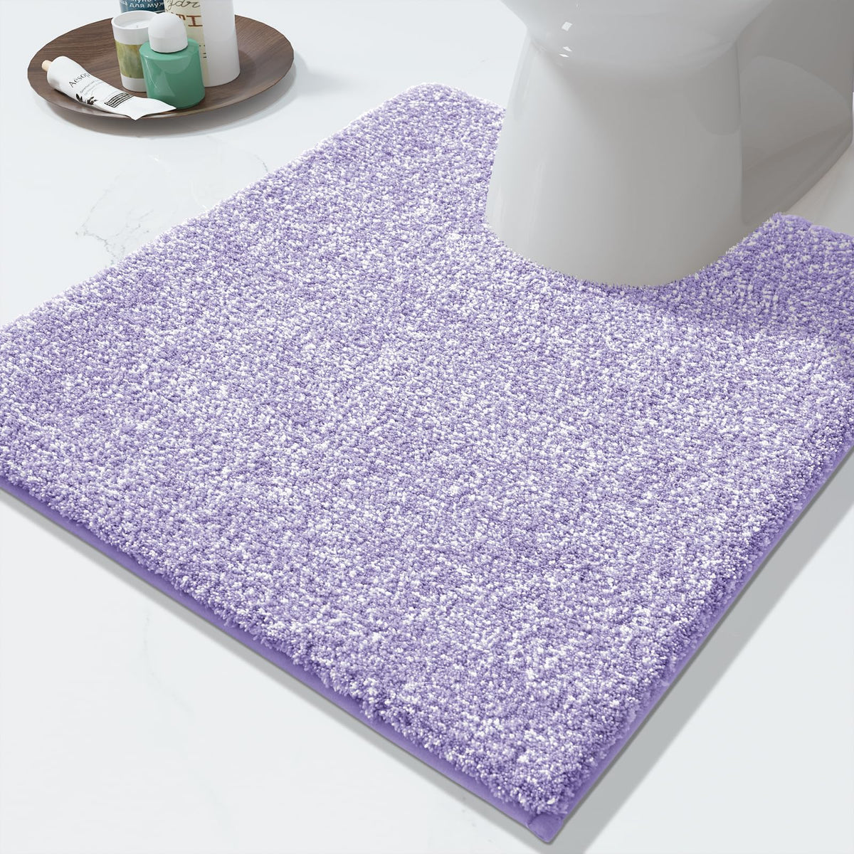 Yimobra Non Slip Machine Washable Bathroom Rug 24x17 Light Beige and White
