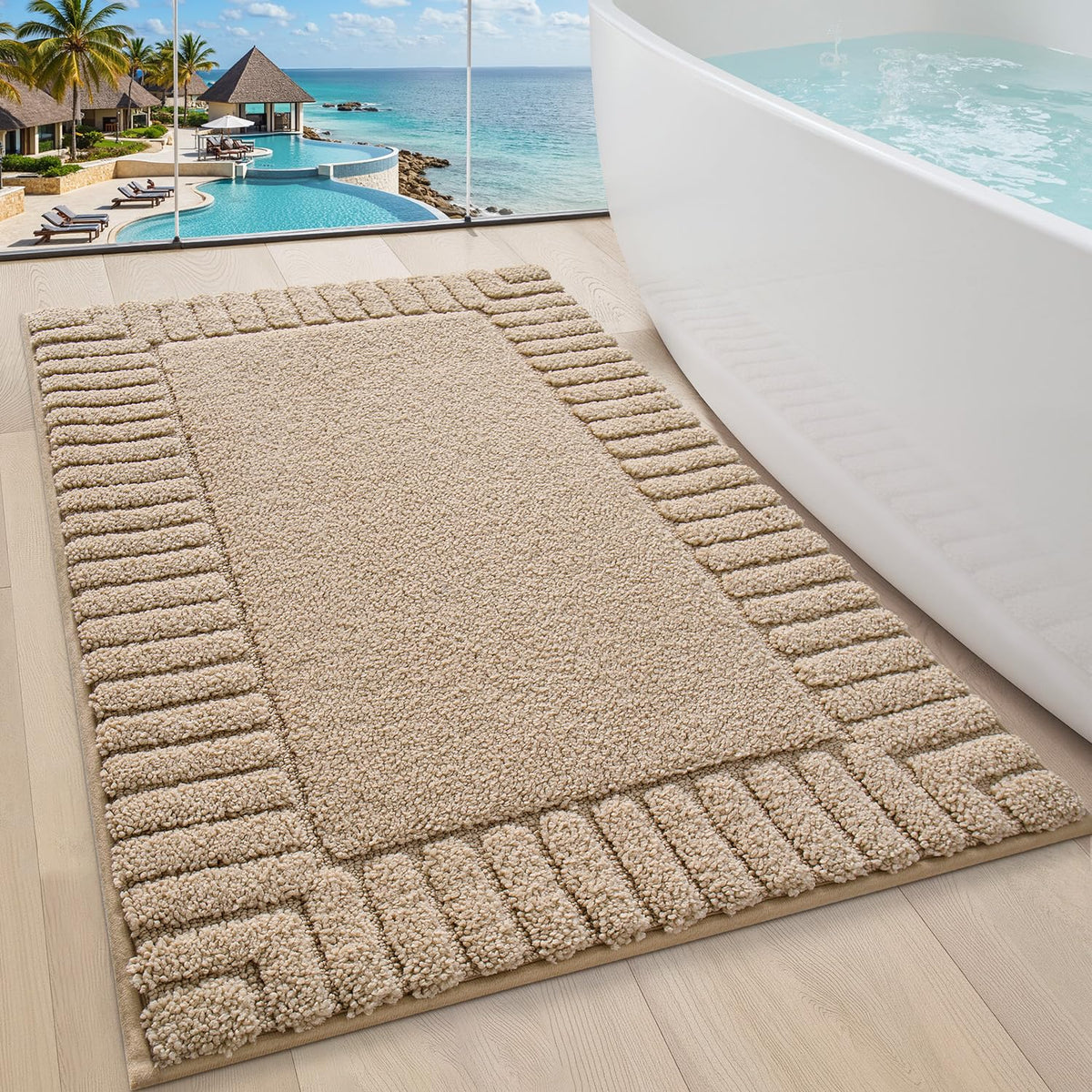 LUMI Soft Bathroom Rugs Absorbent, Non Slip Bath Mat 20x32, White