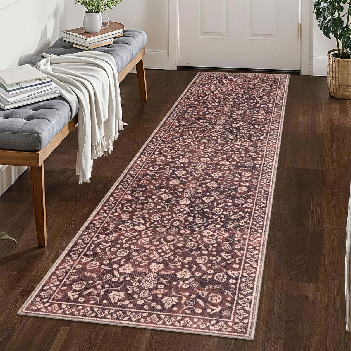 Vintage Washable Entryway Rug 2x3 Small Area Rug Non Slip Door Mat