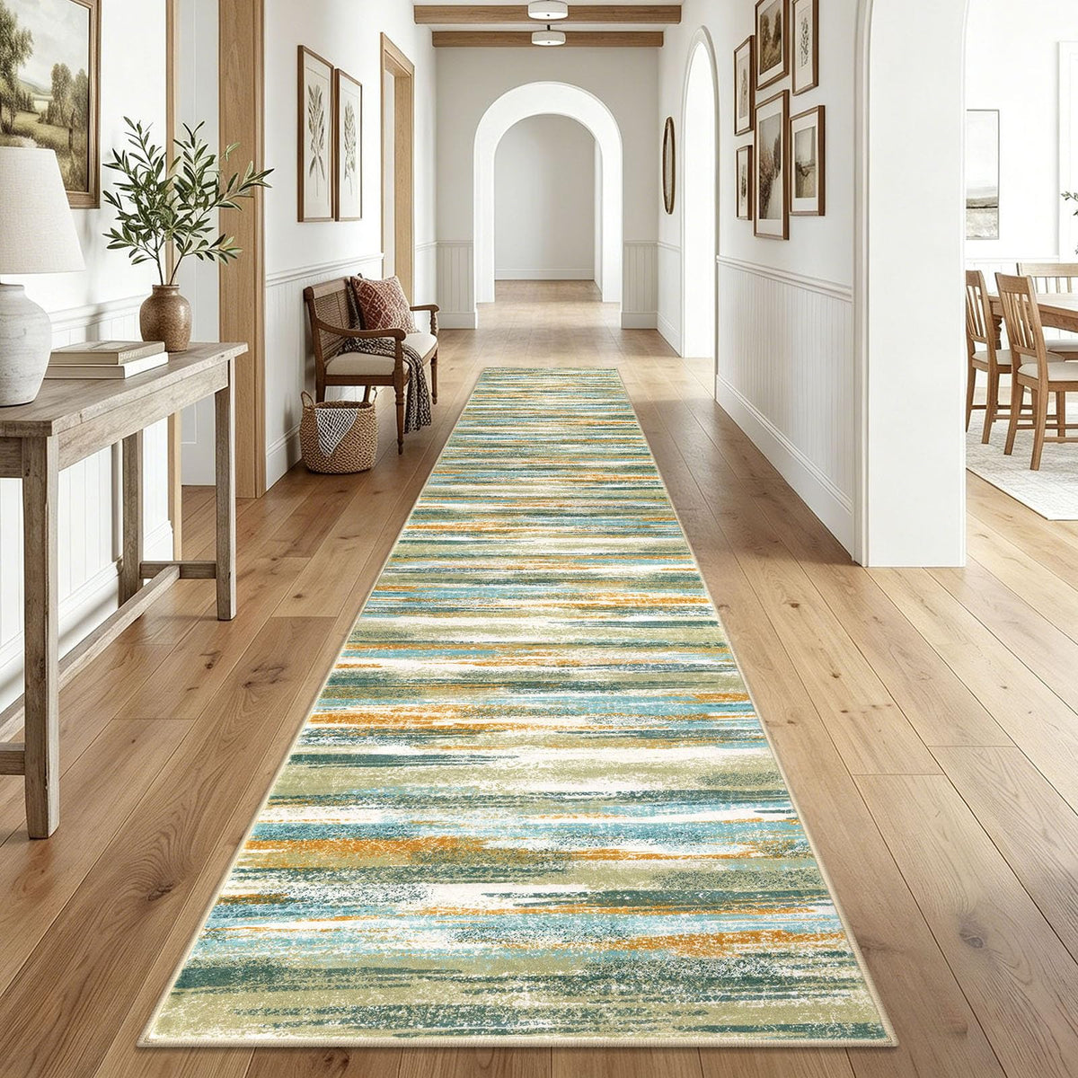 Lansny Abstract Washable 2x6 Runner Rug Non Slip Runners for Hallway