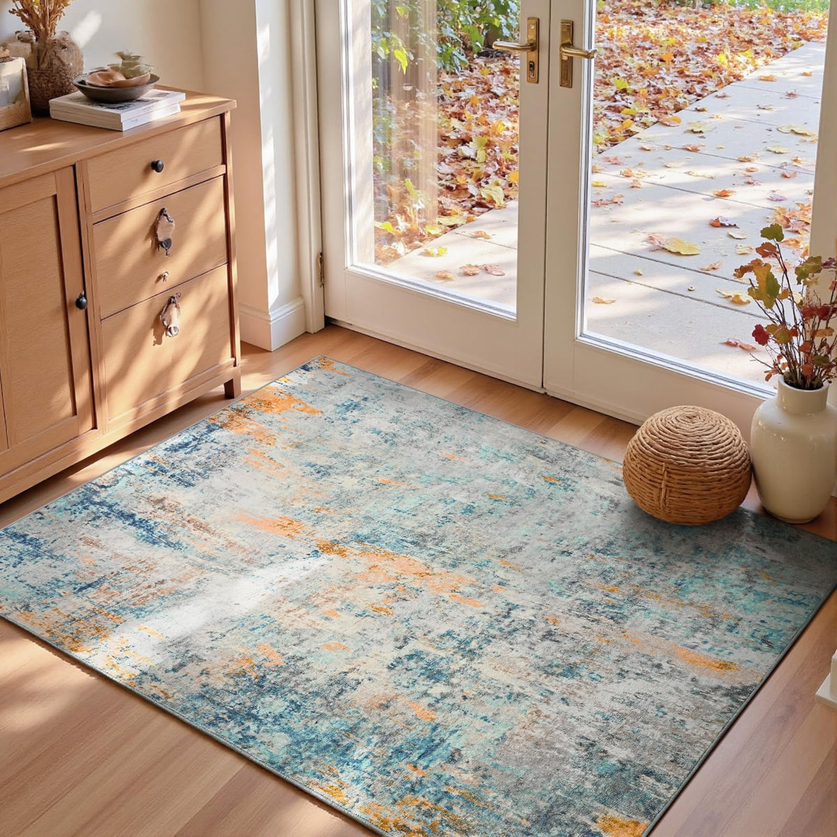 Ompaa 2x6 Rug Runners for Hallways Kitchen Runner Rug Non Slip Washable Grey Long Runner Rugs with Rubber Backing Soft Abstract Carpet Runner for Hallways, Kitchen, Bedroom, Bathroom, Entryway