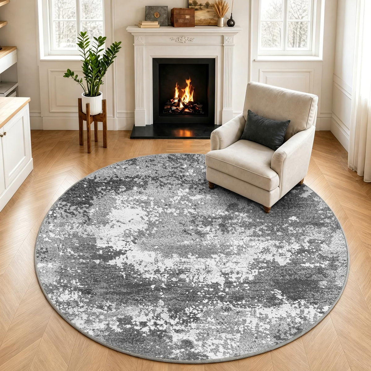 Entryway Rug 2x3 Grey Door Mat Indoor Entrance 24x36, Washable Small Throw Rugs for Kitchen Floor, Entry, Front Door, Bedroom Bedside, Non-Slip Low Pile Stain & Fade Resistant, Abstract Gray